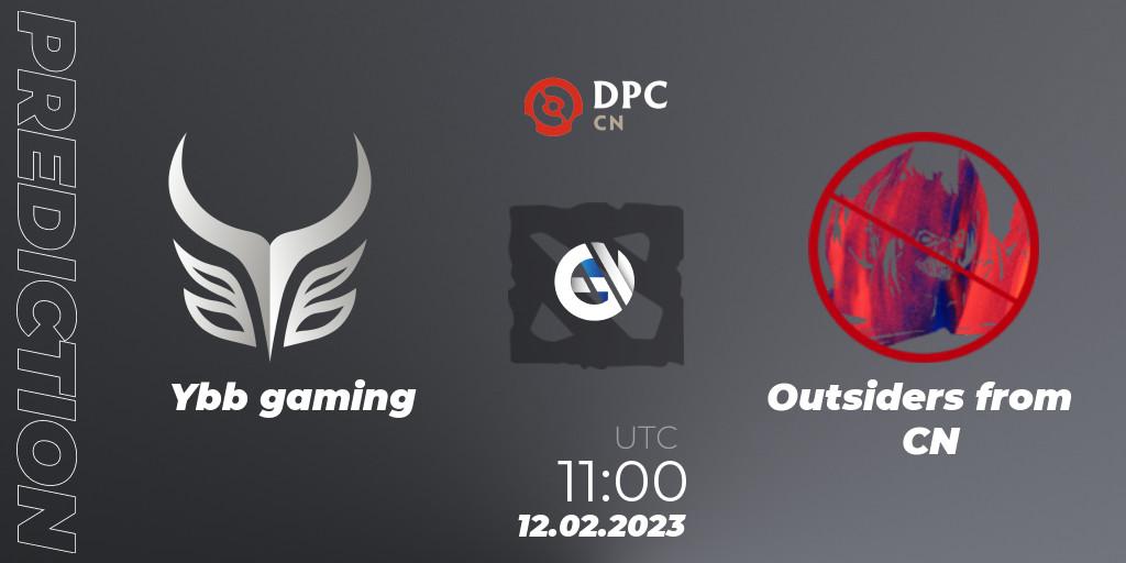 Ybb gaming vs Outsiders from CN: Betting TIp, Match Prediction. 12.02.23. Dota 2, DPC 2022/2023 Winter Tour 1: CN Division II (Lower)