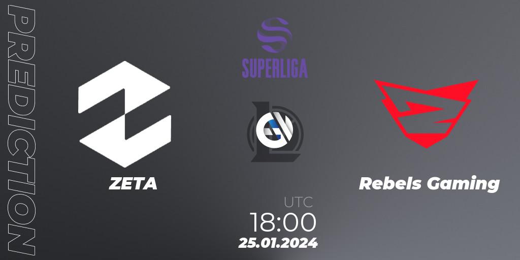 ZETA vs Rebels Gaming: Betting TIp, Match Prediction. 25.01.2024 at 18:00. LoL, Superliga Spring 2024 - Group Stage