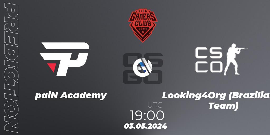 paiN Academy vs Looking4Org (Brazilian Team): Betting TIp, Match Prediction. 03.05.2024 at 19:00. Counter-Strike (CS2), Gamers Club Liga Série A: April 2024