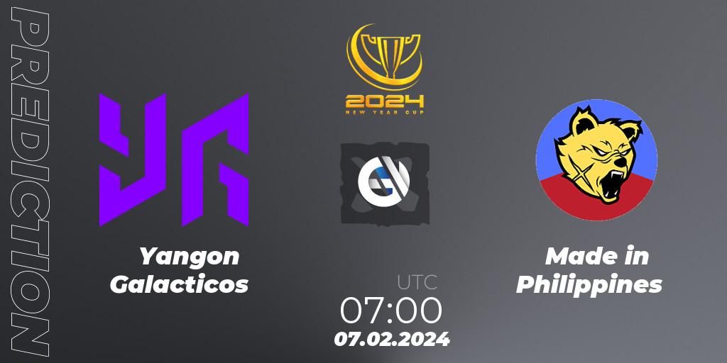 Yangon Galacticos vs Made in Philippines: Betting TIp, Match Prediction. 07.02.2024 at 07:06. Dota 2, New Year Cup 2024