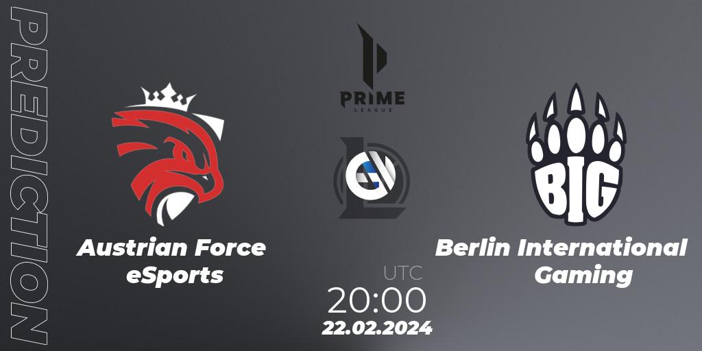 Austrian Force eSports vs Berlin International Gaming: Betting TIp, Match Prediction. 24.01.24. LoL, Prime League Spring 2024 - Group Stage