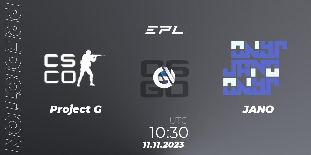 Project G vs JANO: Betting TIp, Match Prediction. 11.11.2023 at 11:30. Counter-Strike (CS2), European Pro League Season 12: Division 2