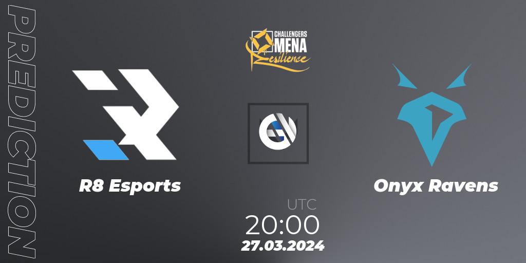 R8 Esports vs Onyx Ravens: Betting TIp, Match Prediction. 27.03.2024 at 20:00. VALORANT, VALORANT Challengers 2024 MENA: Resilience Split 1 - Levant and North Africa