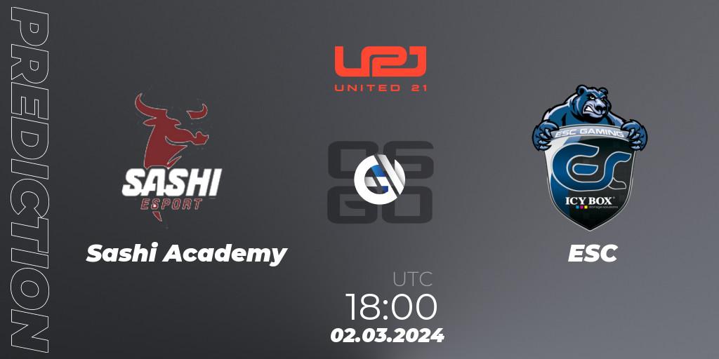 Sashi Academy vs ESC: Betting TIp, Match Prediction. 02.03.24. CS2 (CS:GO), United21 Season 11: Division 2