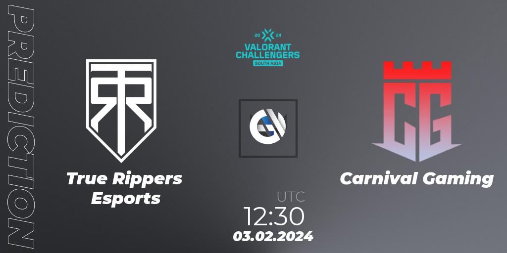 True Rippers Esports vs Carnival Gaming: Betting TIp, Match Prediction. 03.02.2024 at 13:00. VALORANT, VALORANT Challengers 2024: South Asia Split 1 - Cup 1