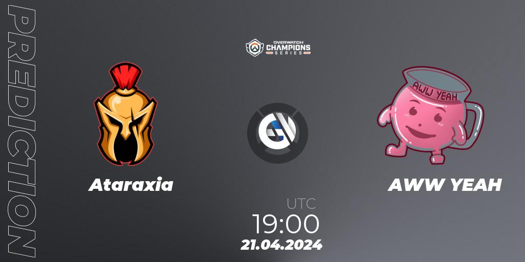 Ataraxia vs AWW YEAH: Betting TIp, Match Prediction. 21.04.2024 at 19:00. Overwatch, Overwatch Champions Series 2024 - EMEA Stage 2 Group Stage