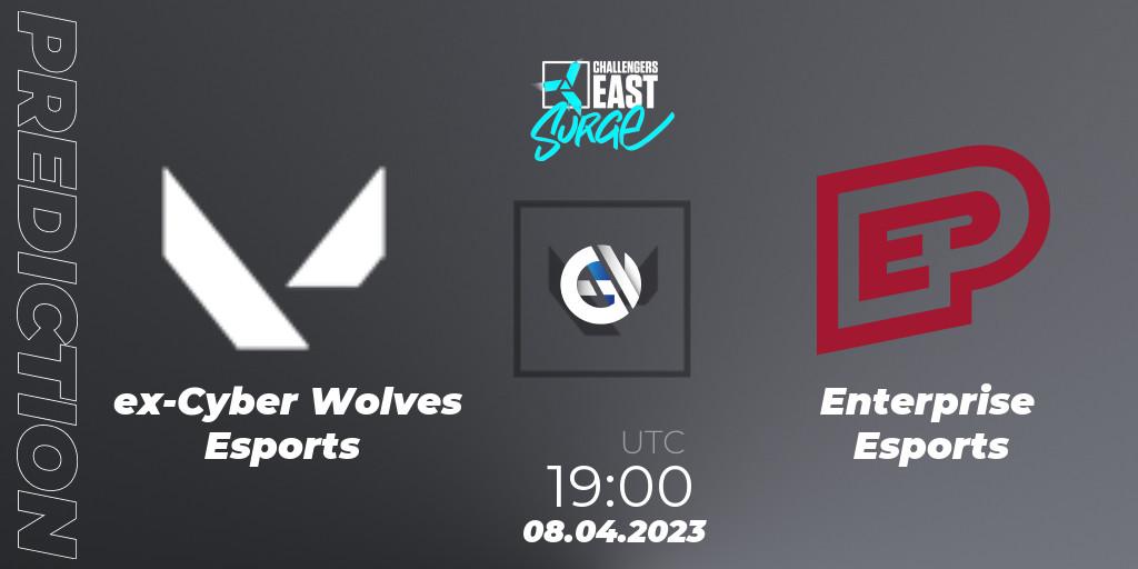 ex-Cyber Wolves Esports vs Enterprise Esports: Betting TIp, Match Prediction. 08.04.2023 at 19:10. VALORANT, VALORANT Challengers East: Surge - Split 2 - Regular Season