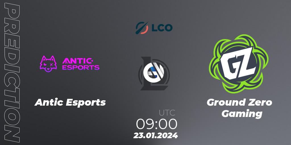 Antic Esports vs Ground Zero Gaming: Betting TIp, Match Prediction. 23.01.2024 at 09:00. LoL, LCO Split 1 2024 - Group Stage