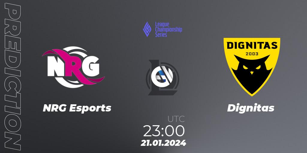 NRG Esports vs Dignitas: Betting TIp, Match Prediction. 21.01.2024 at 23:00. LoL, LCS Spring 2024 - Group Stage