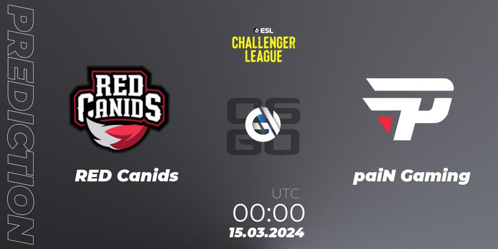 RED Canids vs paiN Gaming: Betting TIp, Match Prediction. 09.05.2024 at 00:00. Counter-Strike (CS2), ESL Challenger League Season 47: South America