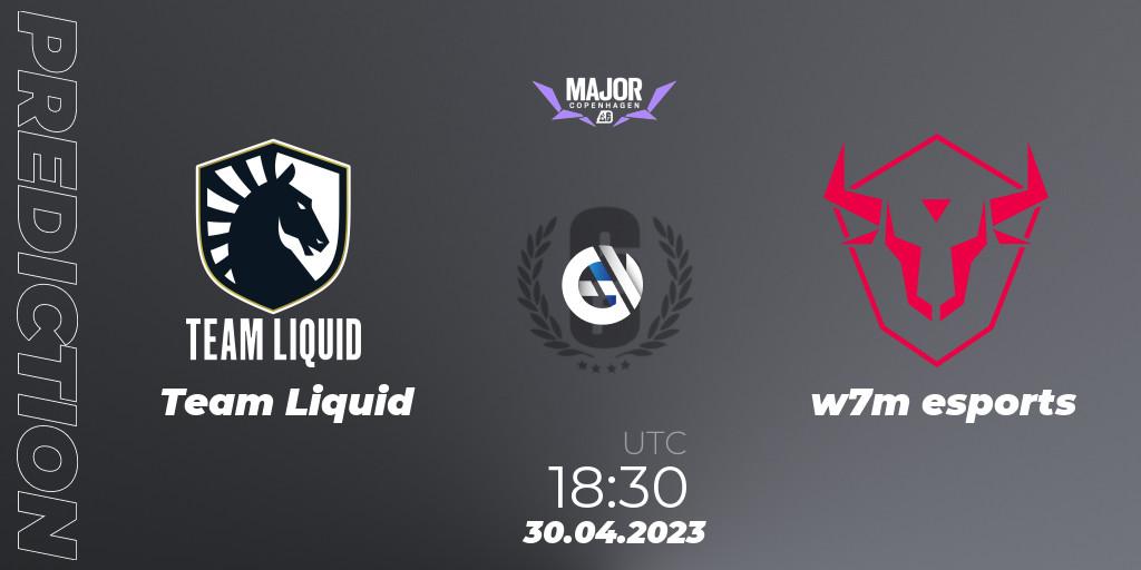 Team Liquid vs w7m esports: Betting TIp, Match Prediction. 30.04.2023 at 17:45. Rainbow Six, BLAST R6 Major Copenhagen 2023