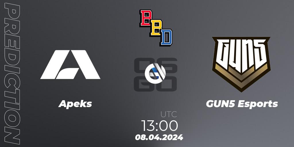 Apeks vs GUN5 Esports: Betting TIp, Match Prediction. 08.04.24. CS2 (CS:GO), BetBoom Dacha Belgrade 2024: European Qualifier