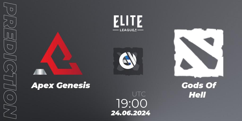 Apex Genesis vs Gods Of Hell: Betting TIp, Match Prediction. 24.06.2024 at 19:00. Dota 2, Elite League Season 2: North America Closed Qualifier