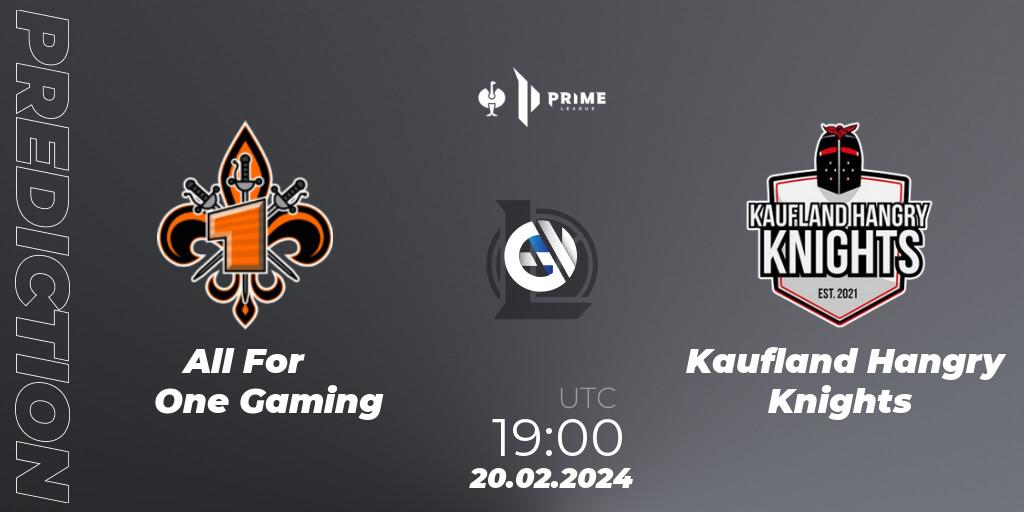 All For One Gaming vs Kaufland Hangry Knights: Betting TIp, Match Prediction. 20.02.2024 at 19:00. LoL, Prime League 2nd Division