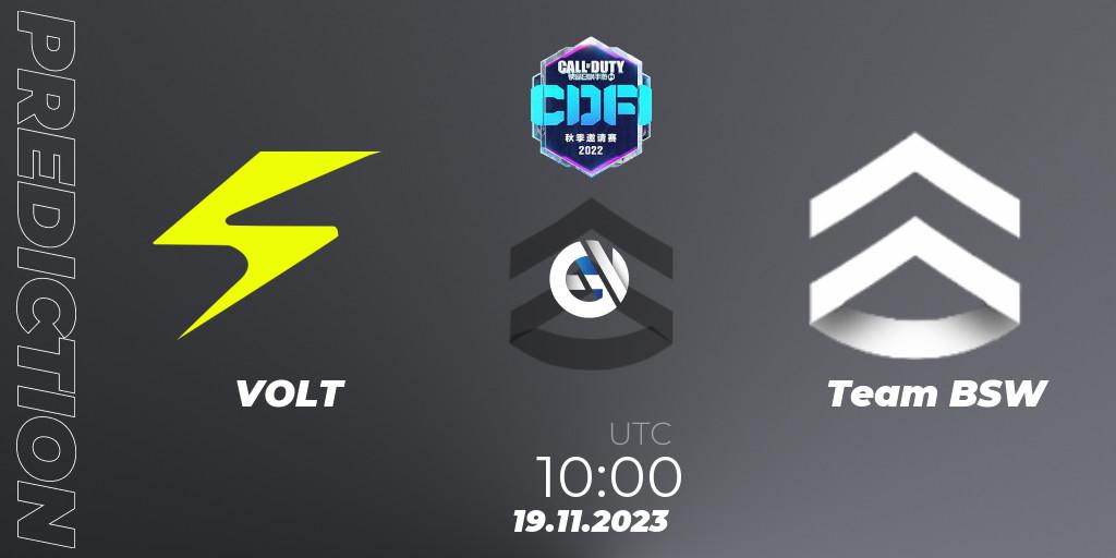 VOLT vs Team BSW: Betting TIp, Match Prediction. 19.11.2023 at 09:00. Call of Duty, CODM Fall Invitational 2023