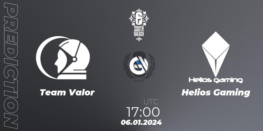 Team Valor vs Helios Gaming: Betting TIp, Match Prediction. 06.01.2024 at 17:00. Rainbow Six, R6 South Breach