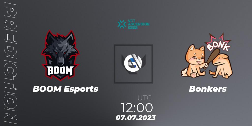 BOOM Esports vs Bonkers: Betting TIp, Match Prediction. 07.07.2023 at 12:30. VALORANT, VALORANT Challengers Ascension 2023: Pacific
