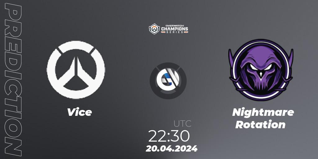 Vice vs Nightmare Rotation: Betting TIp, Match Prediction. 20.04.24. Overwatch, Overwatch Champions Series 2024 - North America Stage 2 Group Stage