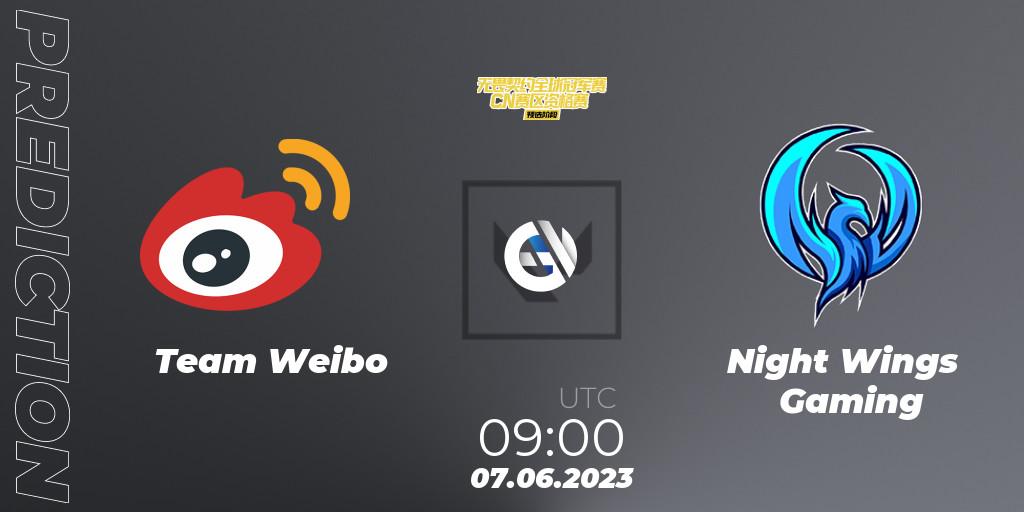 Team Weibo vs Night Wings Gaming: Betting TIp, Match Prediction. 07.06.23. VALORANT, VALORANT Champions Tour 2023: China Preliminaries