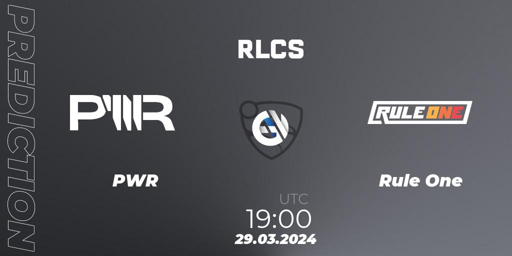 PWR vs Rule One: Betting TIp, Match Prediction. 29.03.2024 at 18:00. Rocket League, Rocket League Championship Series 2024 - Major 1