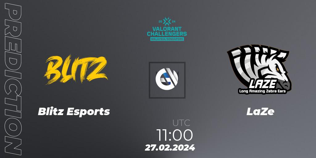 Blitz Esports vs LaZe: Betting TIp, Match Prediction. 27.02.2024 at 11:00. VALORANT, VALORANT Challengers Malaysia & Singapore 2024: Split 1