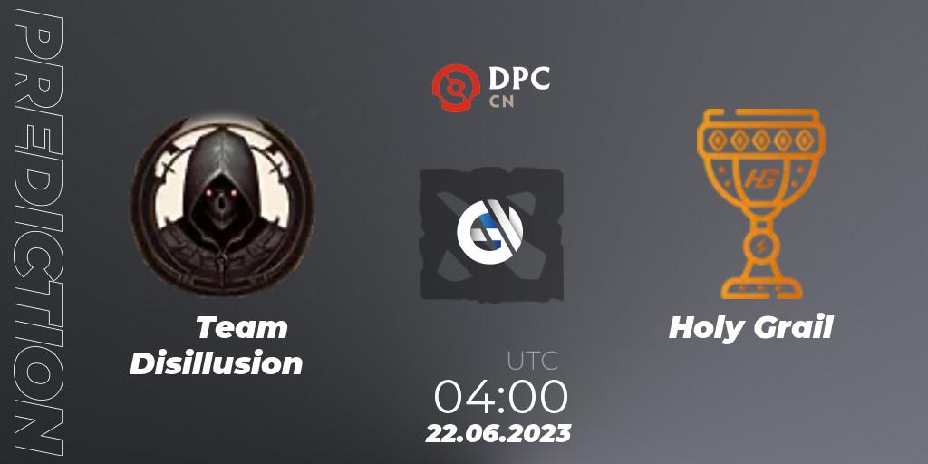 Team Disillusion vs Holy Grail: Betting TIp, Match Prediction. 22.06.2023 at 04:00. Dota 2, DPC 2023 Tour 3: CN Division II (Lower)