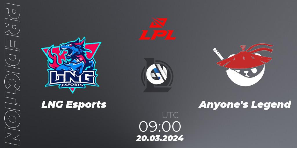 LNG Esports vs Anyone's Legend: Betting TIp, Match Prediction. 20.03.24. LoL, LPL Spring 2024 - Group Stage