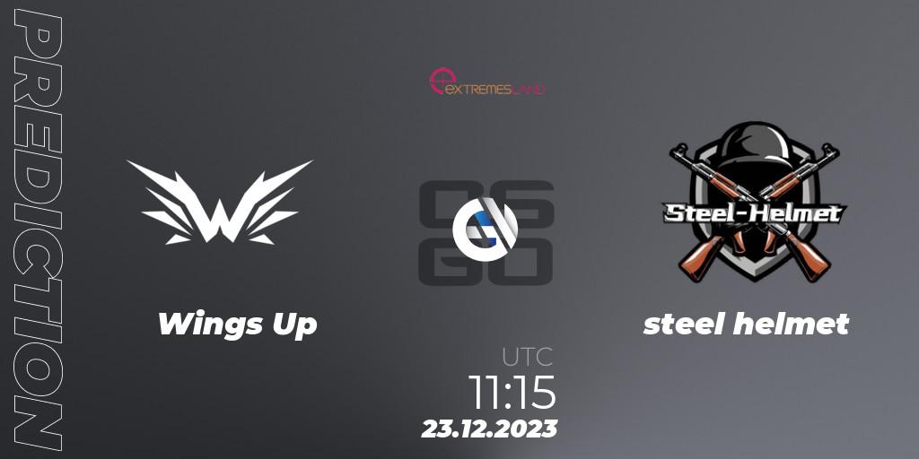 Wings Up vs steel helmet: Betting TIp, Match Prediction. 23.12.2023 at 11:15. Counter-Strike (CS2), eXTREMESLAND 2023: Chinese Qualifier
