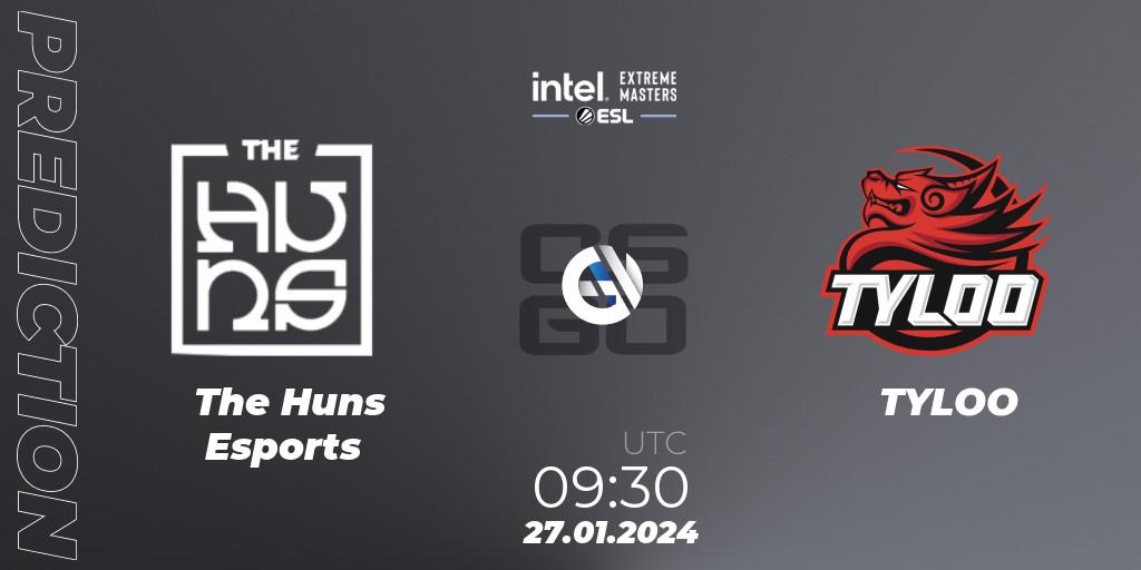 The Huns Esports vs TYLOO: Betting TIp, Match Prediction. 27.01.2024 at 09:30. Counter-Strike (CS2), Intel Extreme Masters China 2024: Asian Closed Qualifier
