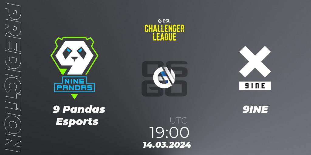 9 Pandas Esports vs 9INE: Betting TIp, Match Prediction. 03.04.2024 at 13:00. Counter-Strike (CS2), ESL Challenger League Season 47: Europe