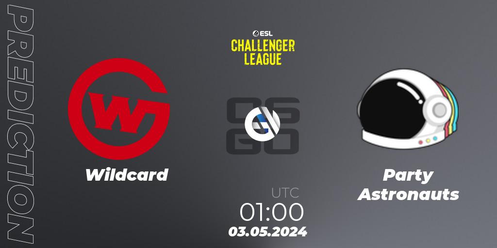 Wildcard vs Party Astronauts: Betting TIp, Match Prediction. 03.05.2024 at 01:00. Counter-Strike (CS2), ESL Challenger League Season 47: North America