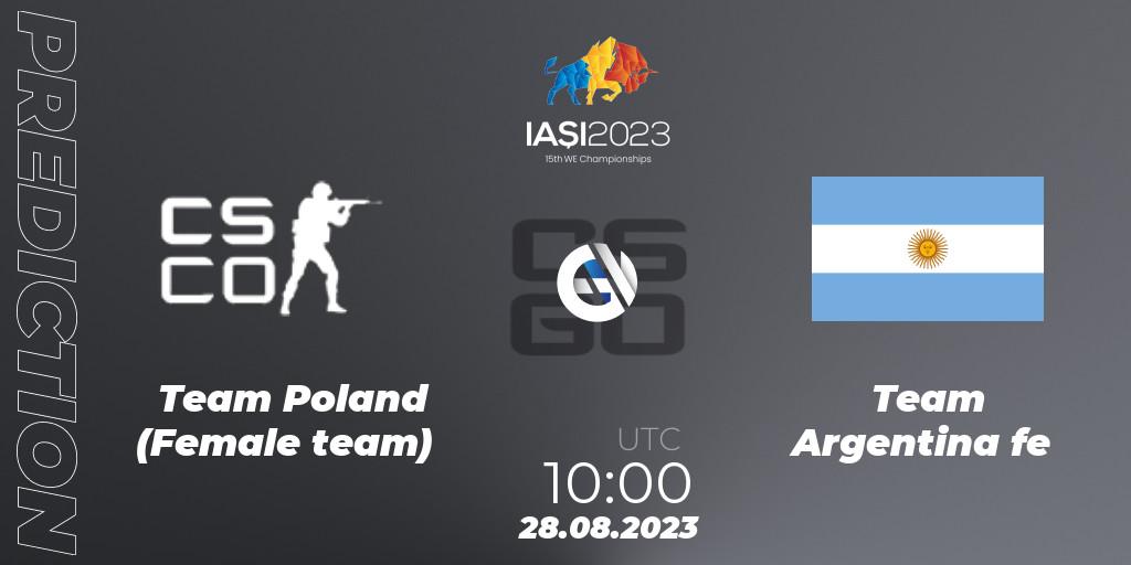 Team Poland (Female team) vs Team Argentina fe: Betting TIp, Match Prediction. 28.08.2023 at 10:00. Counter-Strike (CS2), IESF Female World Esports Championship 2023