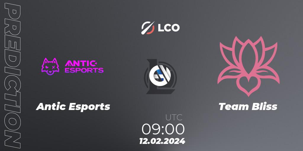 Antic Esports vs Team Bliss: Betting TIp, Match Prediction. 12.02.2024 at 09:00. LoL, LCO Split 1 2024 - Group Stage