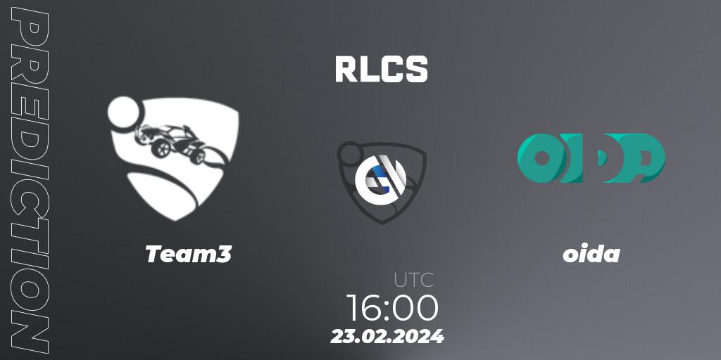 Team3 vs oida: Betting TIp, Match Prediction. 23.02.2024 at 16:00. Rocket League, RLCS 2024 - Major 1: Europe Open Qualifier 2