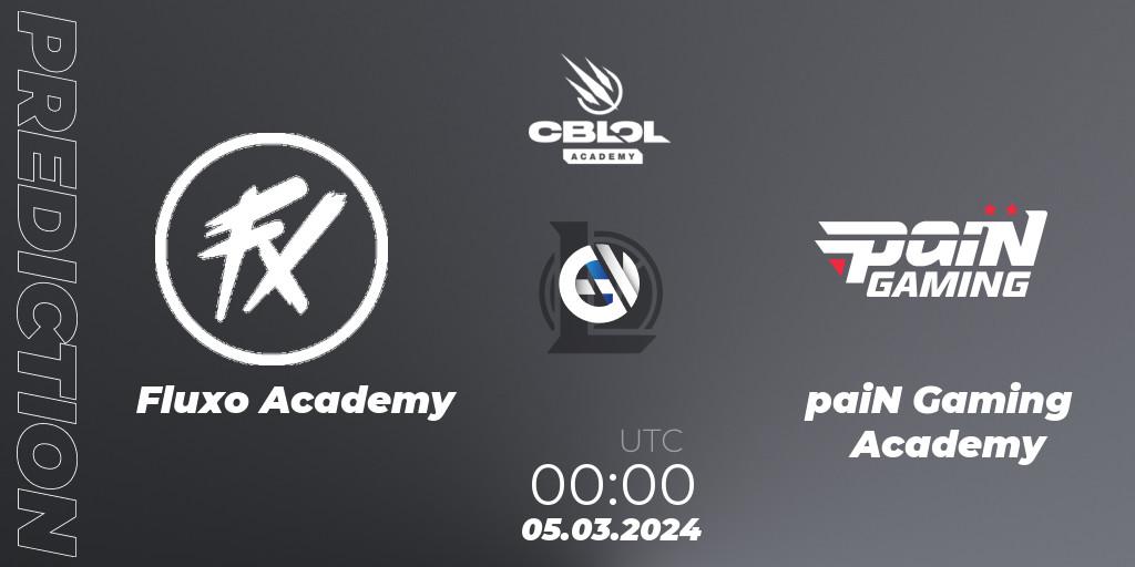 Fluxo Academy vs paiN Gaming Academy: Betting TIp, Match Prediction. 05.03.2024 at 00:00. LoL, CBLOL Academy Split 1 2024