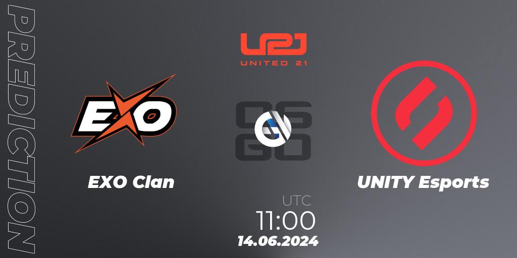 EXO Clan vs UNITY Esports: Betting TIp, Match Prediction. 14.06.2024 at 11:00. Counter-Strike (CS2), United21 Season 16