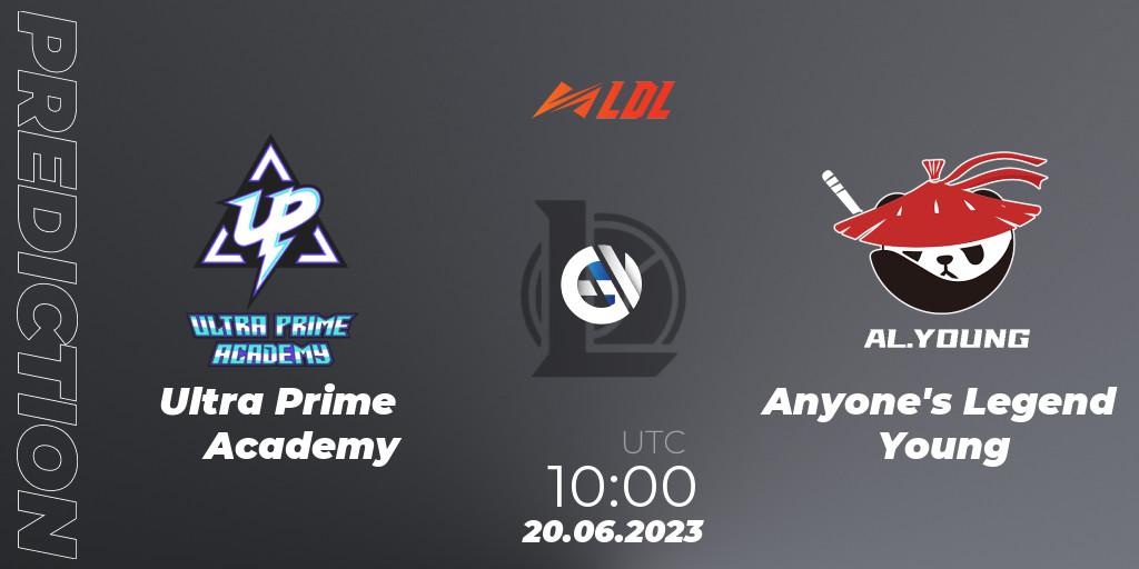Ultra Prime Academy vs Anyone's Legend Young: Betting TIp, Match Prediction. 20.06.2023 at 10:30. LoL, LDL 2023 - Regular Season - Stage 3