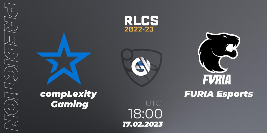 compLexity Gaming vs FURIA Esports: Betting TIp, Match Prediction. 17.02.2023 at 18:00. Rocket League, RLCS 2022-23 - Winter: North America Regional 2 - Winter Cup