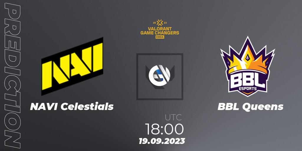 NAVI Celestials vs BBL Queens: Betting TIp, Match Prediction. 19.09.2023 at 18:00. VALORANT, VCT 2023: Game Changers EMEA Stage 3 - Group Stage
