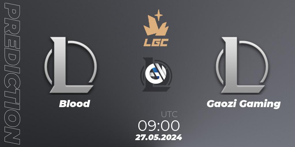 Blood vs Gaozi Gaming: Betting TIp, Match Prediction. 27.05.2024 at 09:00. LoL, Legend Cup 2024