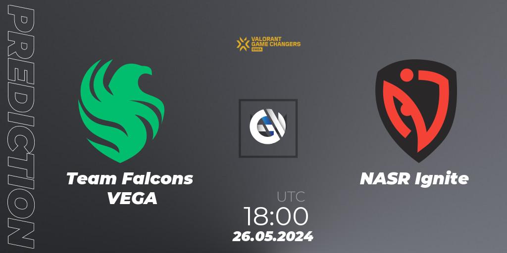 Team Falcons VEGA vs NASR Ignite: Betting TIp, Match Prediction. 26.05.2024 at 18:15. VALORANT, VCT 2024: Game Changers EMEA Stage 2