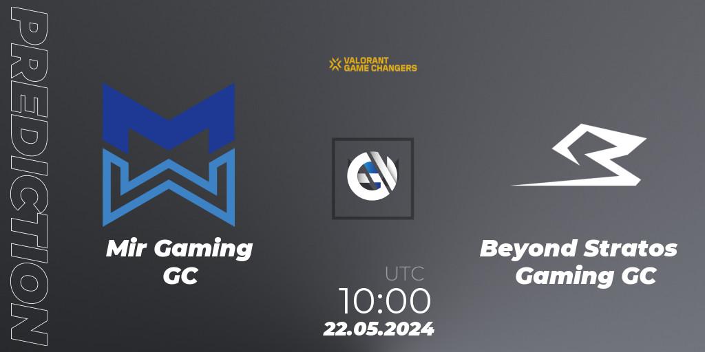 Mir Gaming GC vs Beyond Stratos Gaming GC: Betting TIp, Match Prediction. 22.05.2024 at 10:00. VALORANT, VCT 2024: Game Changers Korea Stage 1