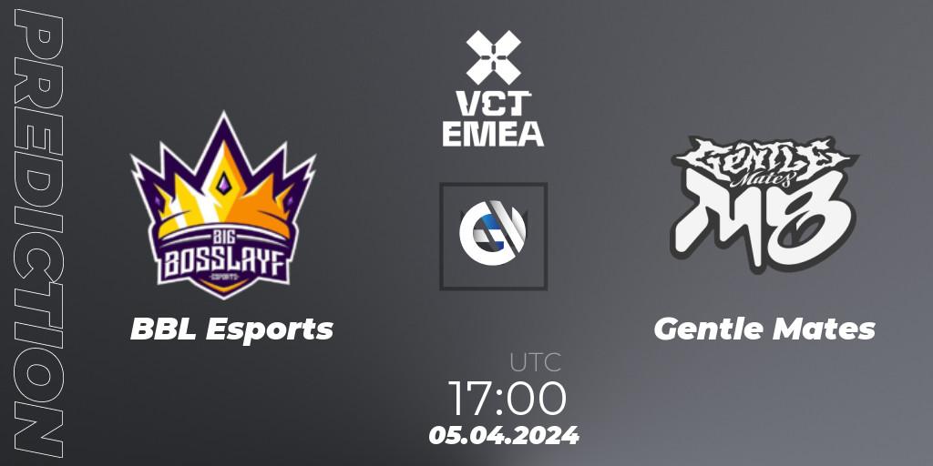 BBL Esports vs Gentle Mates: Betting TIp, Match Prediction. 05.04.2024 at 18:00. VALORANT, VALORANT Champions Tour 2024: EMEA League - Stage 1 - Group Stage