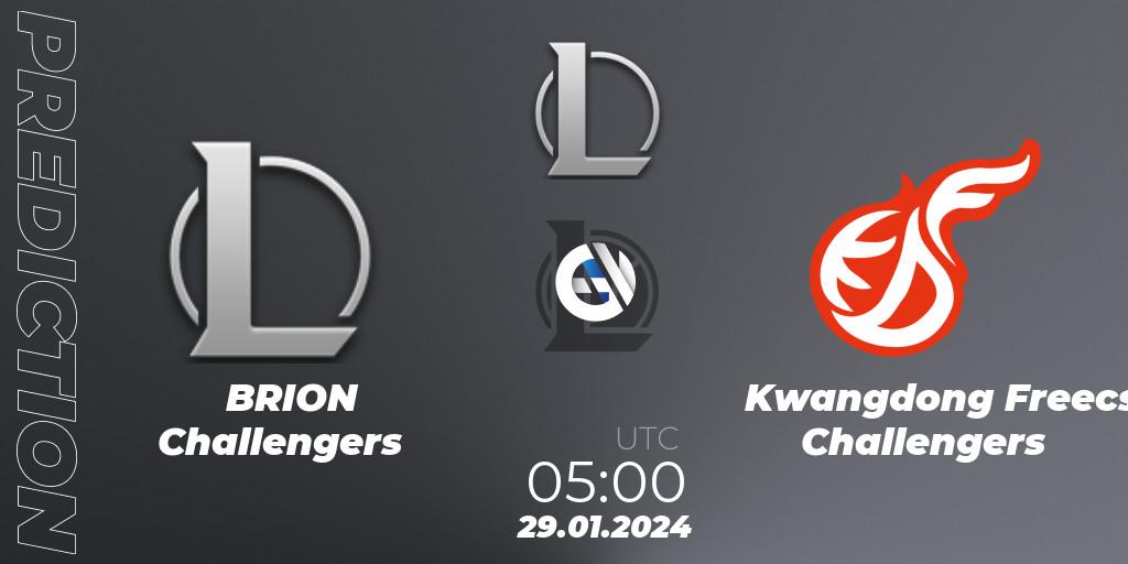 BRION Challengers vs Kwangdong Freecs Challengers: Betting TIp, Match Prediction. 29.01.2024 at 05:00. LoL, LCK Challengers League 2024 Spring - Group Stage