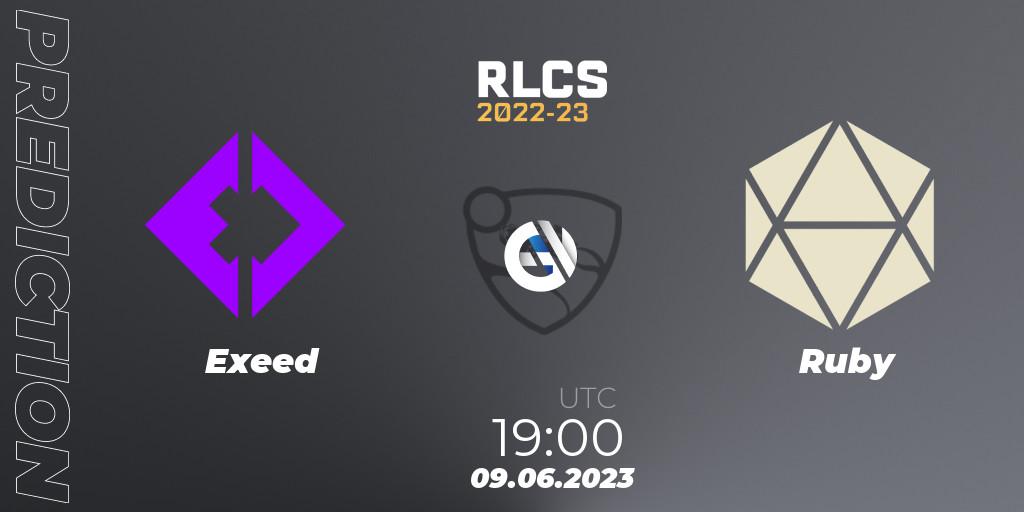 Exeed vs Ruby: Betting TIp, Match Prediction. 09.06.2023 at 19:00. Rocket League, RLCS 2022-23 - Spring: South America Regional 3 - Spring Invitational