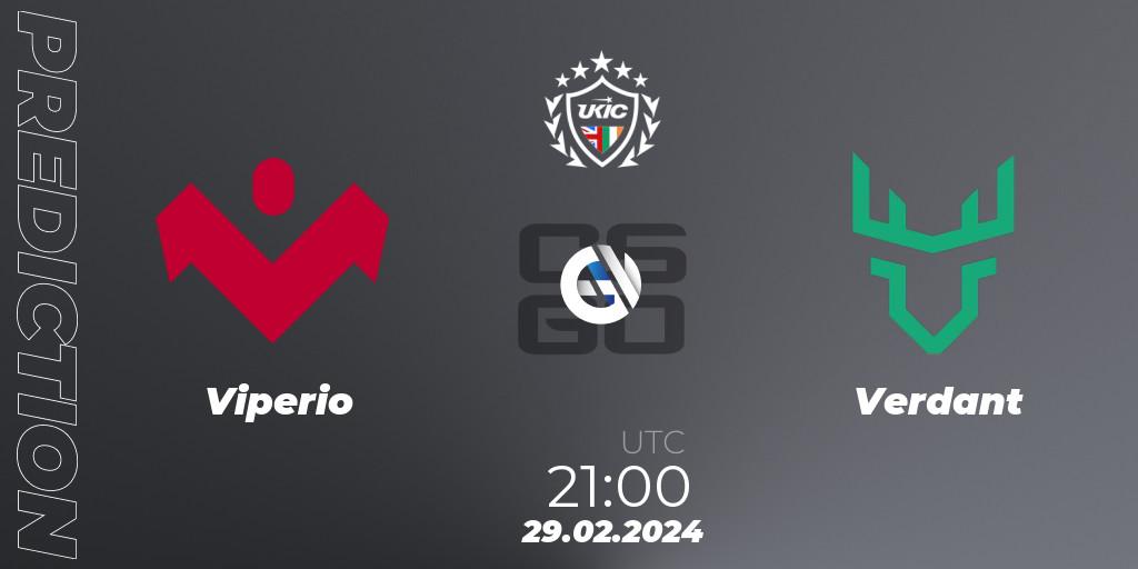 Viperio vs Verdant: Betting TIp, Match Prediction. 29.02.2024 at 21:00. Counter-Strike (CS2), UKIC League Season 1: Division 1