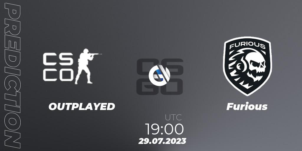 OUTPLAYED vs Furious: Betting TIp, Match Prediction. 29.07.2023 at 21:00. Counter-Strike (CS2), AGS CUP 2023: Open Qualififer #1