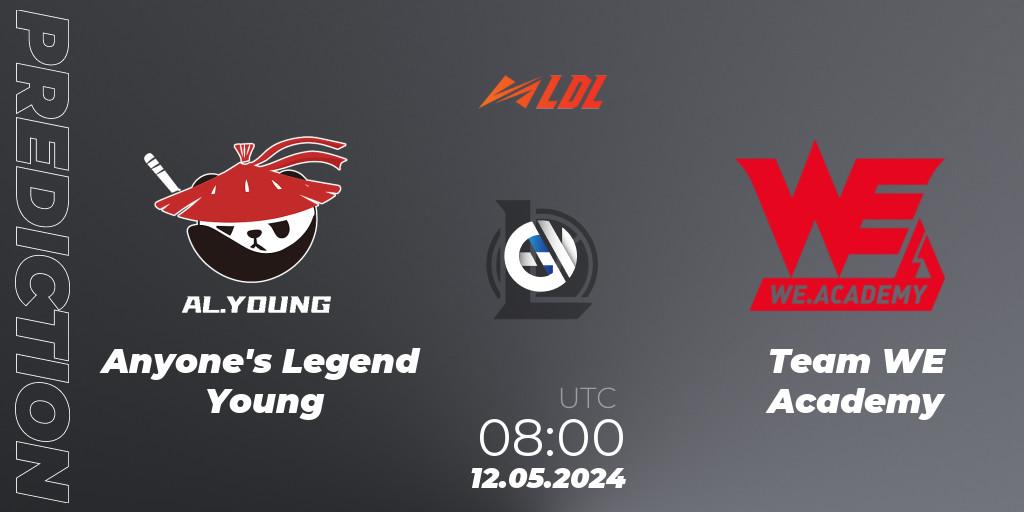 Anyone's Legend Young vs Team WE Academy: Betting TIp, Match Prediction. 12.05.2024 at 08:00. LoL, LDL 2024 - Stage 2