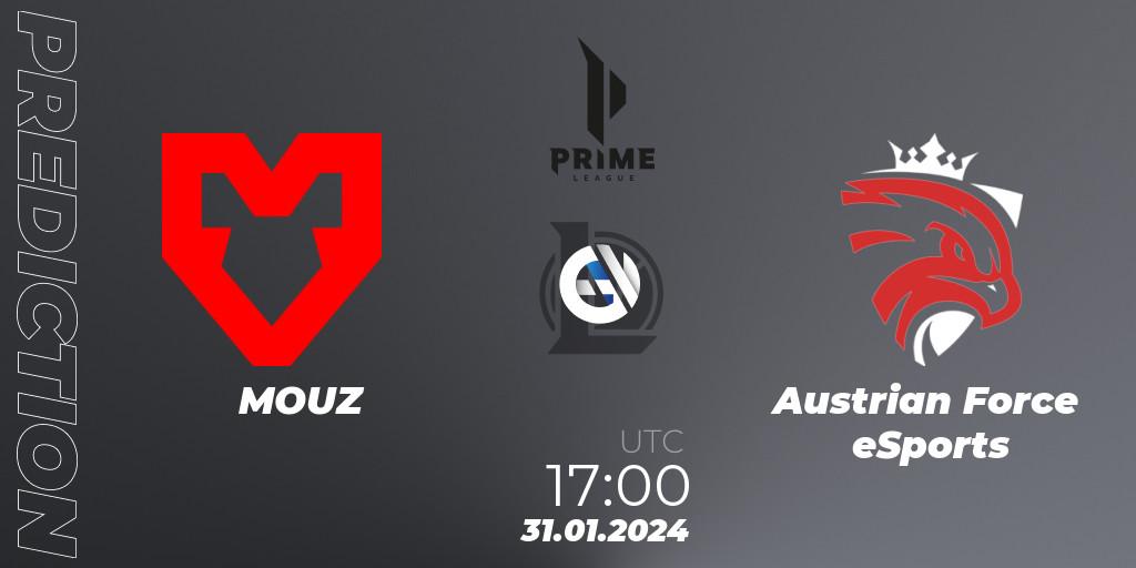 MOUZ vs Austrian Force eSports: Betting TIp, Match Prediction. 31.01.2024 at 17:00. LoL, Prime League Spring 2024 - Group Stage