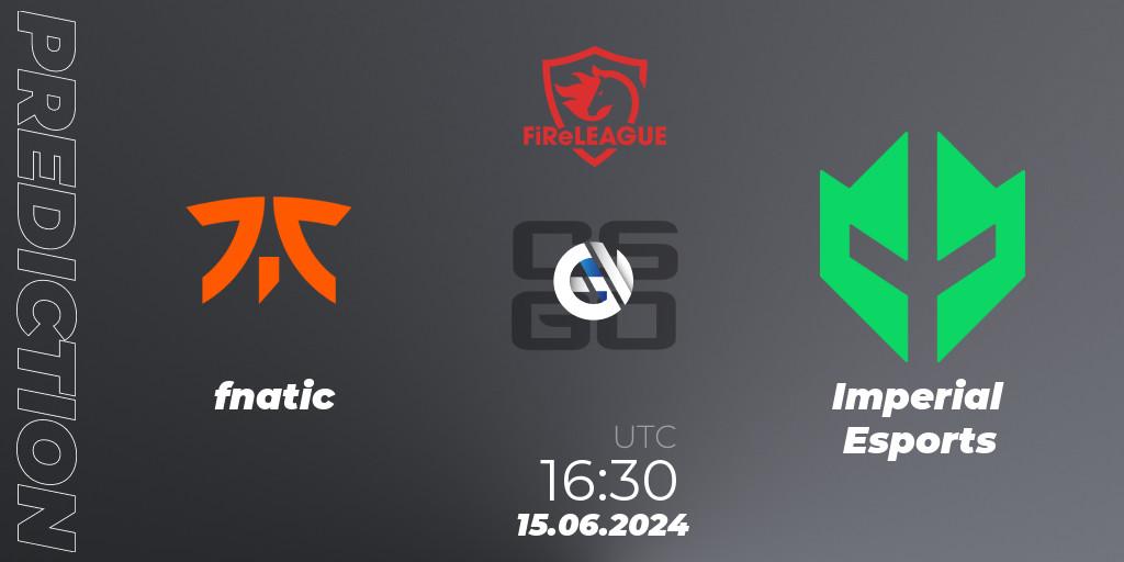 fnatic vs Imperial Esports: Betting TIp, Match Prediction. 15.06.2024 at 16:10. Counter-Strike (CS2), FiReLEAGUE 2023 Global Finals